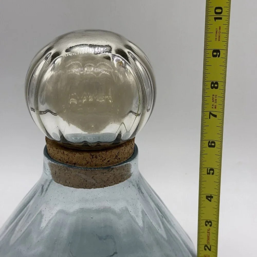 Vtg Mexican Hand Blown Glass Decanter Mercury  Sphere Stopper RARE Cone Shape‎